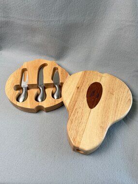 Legacy By Picnic Time Pear-Shaped Swivel Cheese Board With Stainless Steel Tools